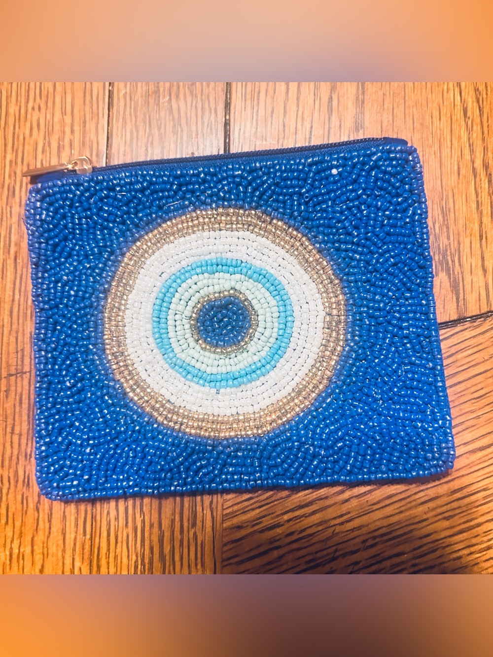 Beaded Coin Purse Blue Circles Evil Eye? ! New!